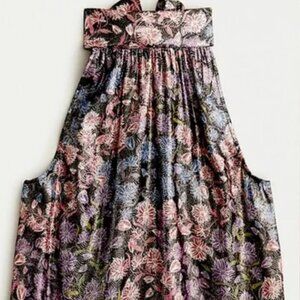 J. Crew Collection Metallic Floral Shimmer Tie-Neck Halter Top - L